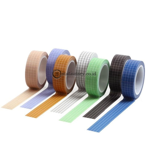 (Preorder) 15Mm*10M Simple Basic Solid Color Grid Washi Tape Diy Scrapbooking Masking Decorative