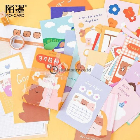 (Preorder) 30 Pcs Cream Rabbit And Cocoa Bear Series Greeting Card Cute Postcard Birthday Letter