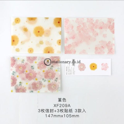 (Preorder) 3Pcs/pack Flower Sunset Golden Translucent Envelope Message Card Letter Stationary