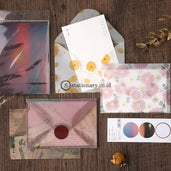 (Preorder) 3Pcs/pack Flower Sunset Golden Translucent Envelope Message Card Letter Stationary