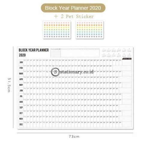 (Preorder) Phantaci 2020 Block Year Planner Daily Plan Paper Wall Calendar With 2 Sheet Eva Mark
