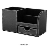 (Preorder) Pu Leather Desk Stand Skin Care Cosmetic Makeups Organizer Pen Holder Desktop Accessories
