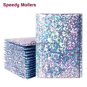 (Preorder) Speedy Mailers 10Pcs Laser Silver Mailing Envelope Bags Waterproof Courier Bubble Padded