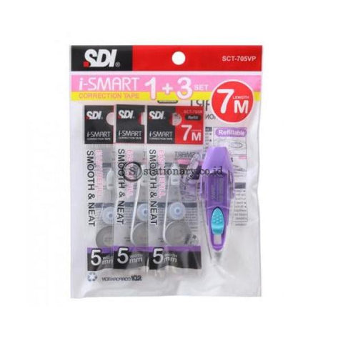 Sdi Tip Ex Kertas Correction Tape I-Smart 1+3Set Sct-705Vp (5Mm X 7M) Office Stationery