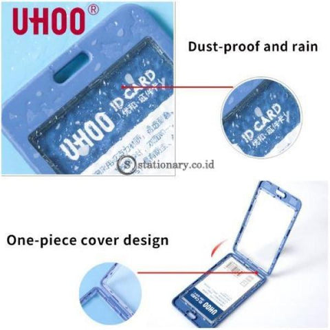 Uhoo Id Card Holder Double Sided Transparant Waterproof Landscape 85 X 54Mm #6637 Office Stationery