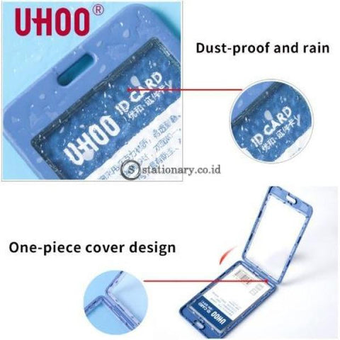 Uhoo Id Card Holder Double Sided Transparant Waterproof Potrait 54 X 85Mm #6638 Office Stationery