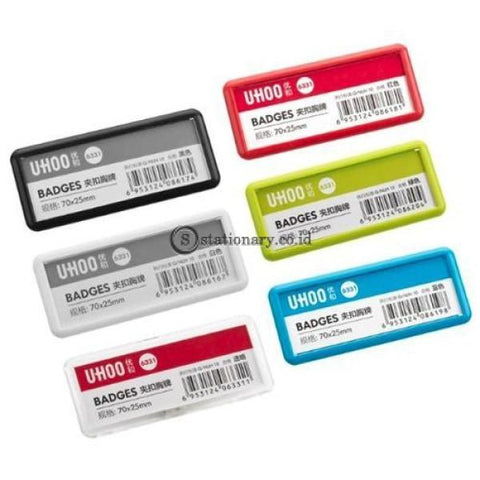 Uhoo Name Plate Pin Badges Clip 70X25Mm #6331 Office Stationery