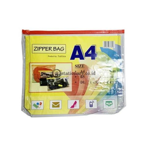 Yushinca Zipper Bag Clear Lipat Punggung A4 (320Mmx245Mm) #zb-102 Office Stationery