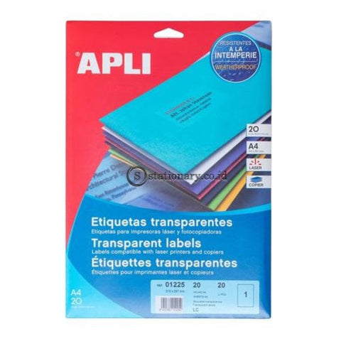 Apli Label Polyester Transparent 210 X 297Mm 20 Unit #01225 Office Stationery