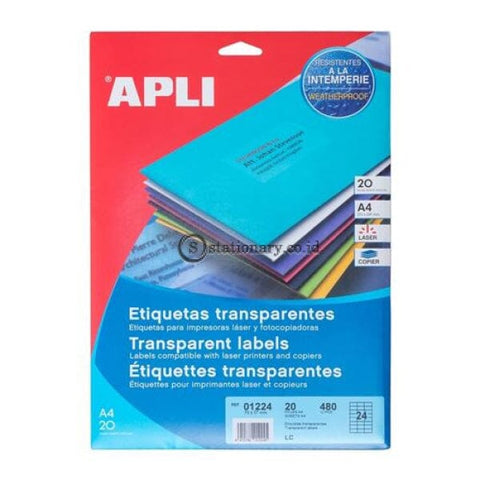 Apli Label Polyester Transparent 70 X 37Mm 480 Unit #01224 Office Stationery