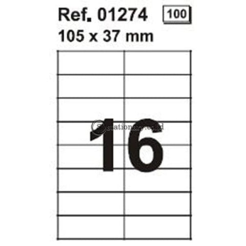 Apli Label White Paper 105 X 37Mm 1600 Unit #01274 Office Stationery