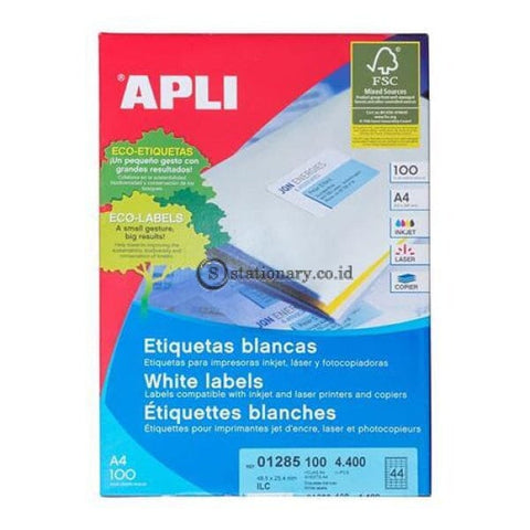 Apli Label White Paper 48 5 X 25.4Mm 4400 Unit #01285 Office Stationery