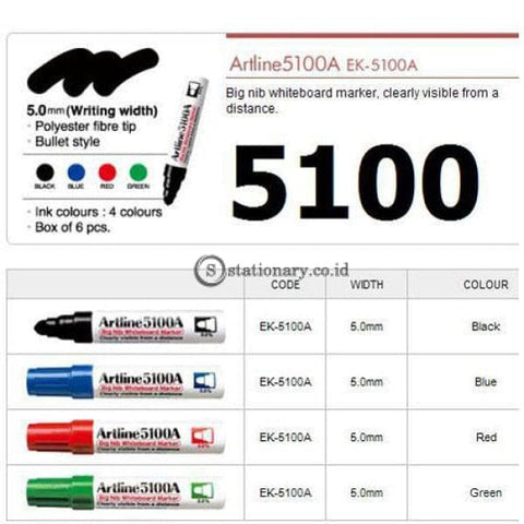 Artline Whiteboard Marker Ek-5100A Merah Office Stationery