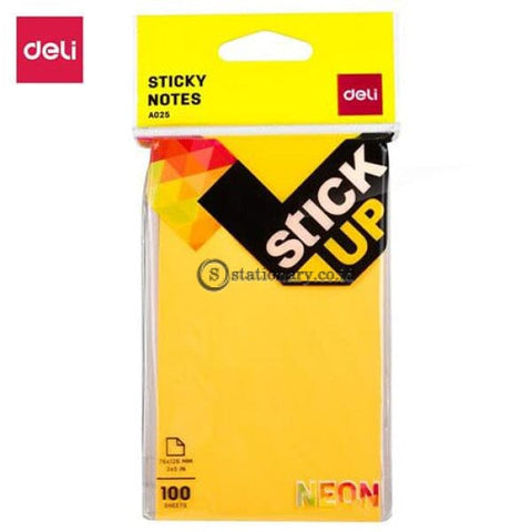 Deli Post It Memo Sticky Notes 76X126Mm (100Sheets) Ea02502 Office Stationery