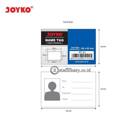 Joyko ID Card Name Tag Holder Jepit Landscape 98 x 76mm Transparant NT-61