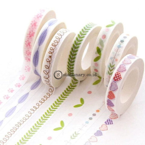 (Preorder) 0.7Cm*10M Narrow Leaves Thin Border Washi Tape Diy Decoration Scrapbooking Planner