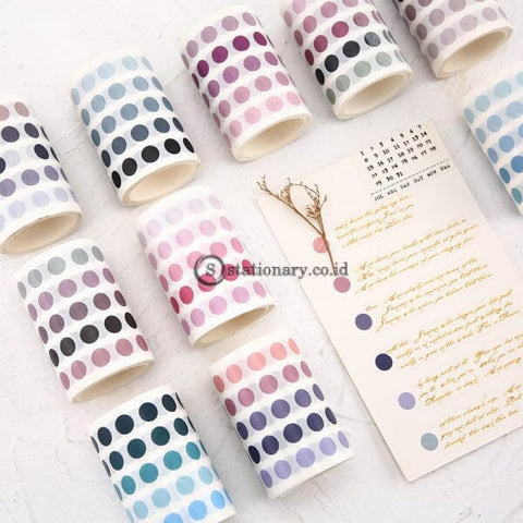 (Preorder) 1 Pcs Dot Masking Tape Wide Washi Basic Colorful Round Adhesive Diy Scrapbooking Journal