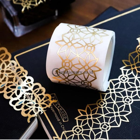 (Preorder) 1 Pcs Retro Golden Hollow Series Lace Washi Masking Tape Release Paper Stickers