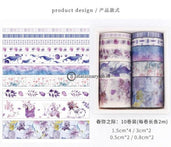 (Preorder) 10 Pcs Washi Tape Set Stickers Scrapbooking Masking Wash Tapes Washitape Ocean Fita