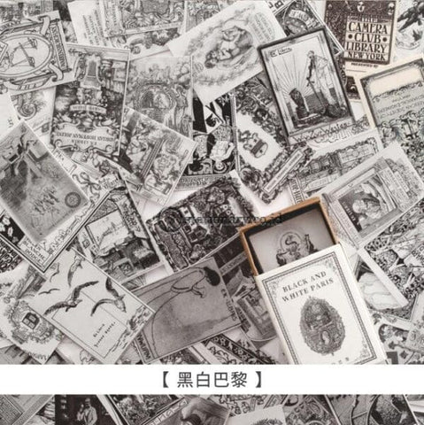 (Preorder) 100Pcs Vintage Stamp Book Collection Series Kraft Paper Mini Greeting Card Postcard