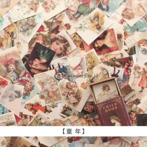 (Preorder) 100Pcs Vintage Stamp Book Collection Series Kraft Paper Mini Greeting Card Postcard