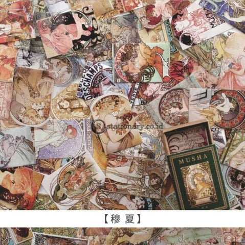 (Preorder) 100Pcs Vintage Stamp Book Collection Series Kraft Paper Mini Greeting Card Postcard