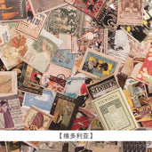 (Preorder) 100Pcs Vintage Stamp Book Collection Series Kraft Paper Mini Greeting Card Postcard