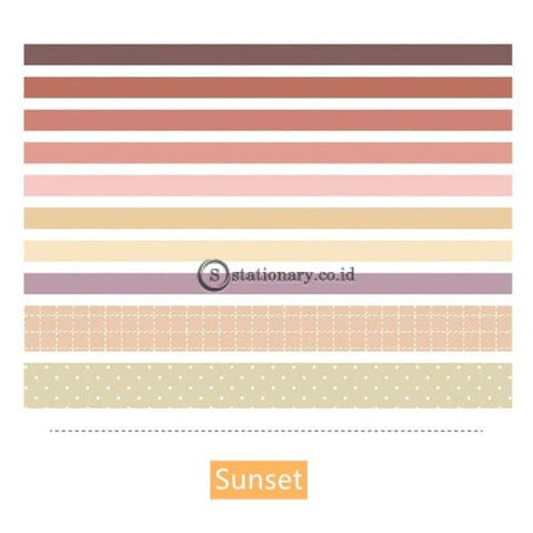 (Preorder) 10Pcs Basic Gradient Color Paper Washi Tape Set 10Mm 25Mm Rainbow Adhesive Masking Tapes