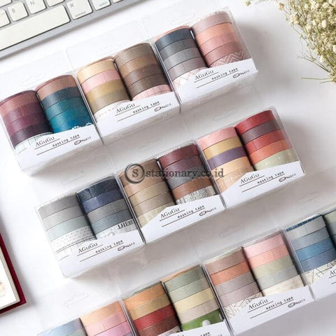 (Preorder) 10Pcs Basic Gradient Color Paper Washi Tape Set 10Mm 25Mm Rainbow Adhesive Masking Tapes