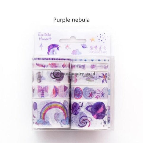(Preorder) 10Pcs Candy Town Color Paper Washi Tape Set Blue Sea Purple Nebula Red Decoration Masking