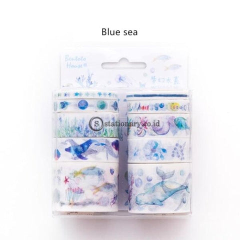 (Preorder) 10Pcs Candy Town Color Paper Washi Tape Set Blue Sea Purple Nebula Red Decoration Masking