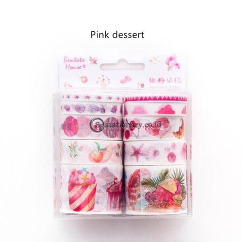 (Preorder) 10Pcs Candy Town Color Paper Washi Tape Set Blue Sea Purple Nebula Red Decoration Masking