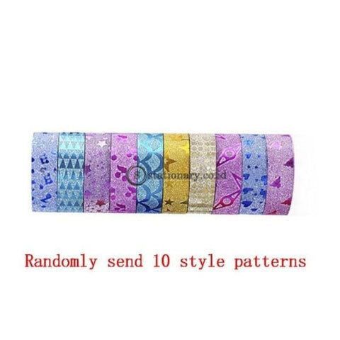 (Preorder) 10Pcs Glitter Washi Tape Stationery Scrapbooking Decorative Adhesive Tapes Diy Color