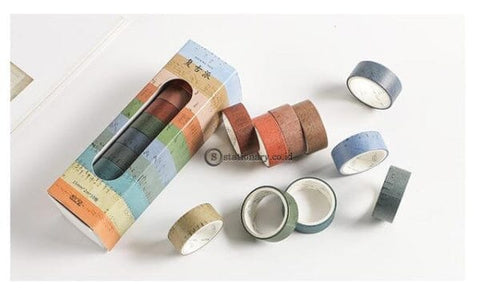 (Preorder) 10Pcs Vintage Masking Tape Set 15Mm Decoration Grid Plaid Morandi Color Washi Tapes