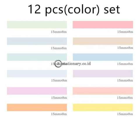 (Preorder) 12 Color Soft Paper Washi Tape 15Mm*8M Pure Masking Tapes Decorative Journal Stickers Diy
