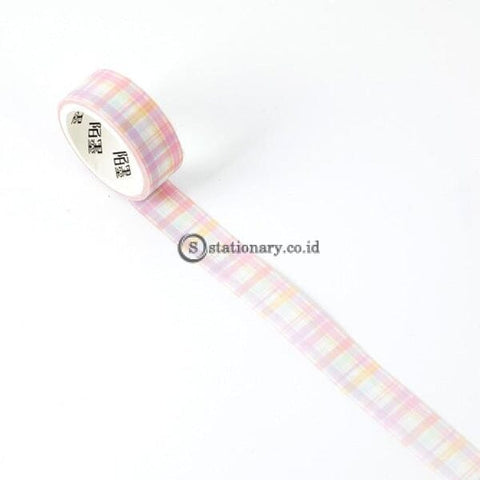 (Preorder) 15Mm Paper Tape Vintage Grid Journal Washi Adhesive Diy Scrapbooking Sticker Label