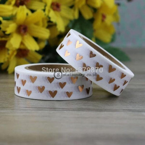 (Preorder) 1Pc Heart Foil Washi Tape Japanese Paper 1.5Cm*10M Kawaii Scrapbooking Tools Masking Xmas