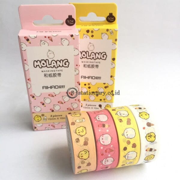 (Preorder) 2 Pcs/pack Creative Molang Pet Washi Tape Adhesive Diy Scrapbooking Sticker Label Craft