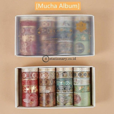 (Preorder) 20Pcs Vintage Gold Color Paper Washi Tape Set Luxury Palace Spring Flower Star Adhesive