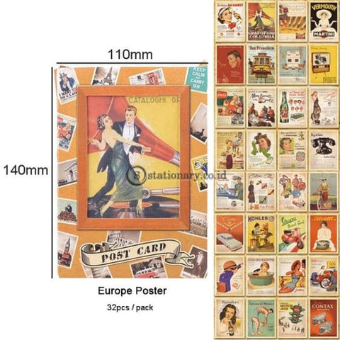 (Preorder) 32 Pcs/lot Classical Famous Posters Vintage Style Memory Postcard Set Greeting Cards Gift