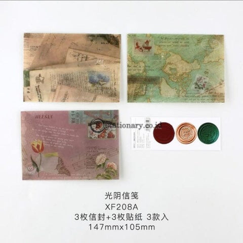 (Preorder) 3Pcs/pack Flower Sunset Golden Translucent Envelope Message Card Letter Stationary