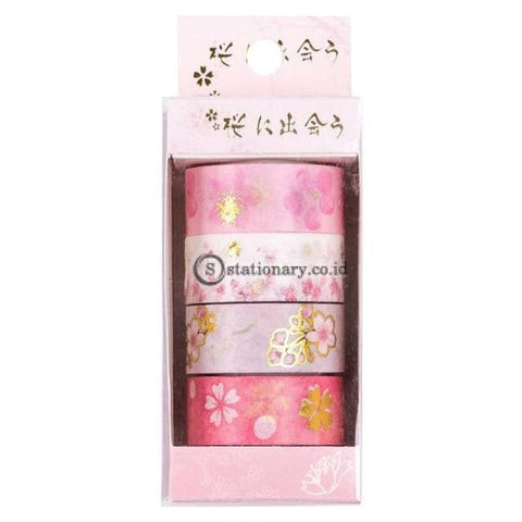 (Preorder) 4 Pcs/pack Cherry Sakura Starry Sky Gilding Washi Tape Set Adhesive Diy Scrapbooking