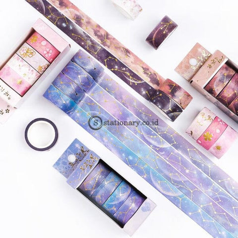 (Preorder) 4 Pcs/pack Cherry Sakura Starry Sky Gilding Washi Tape Set Adhesive Diy Scrapbooking