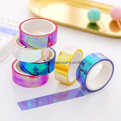 (Preorder) 5M Laser Glitter Washi Tape Candy Colors Decorative Adhesive Masking Tapes For