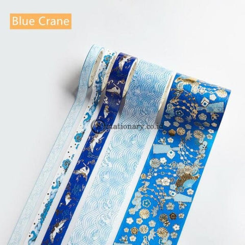 (Preorder) 5Pcs Ins Design Paper Washi Tape Set Luxury Gold Crane Vintage Garden Flower Adhesive