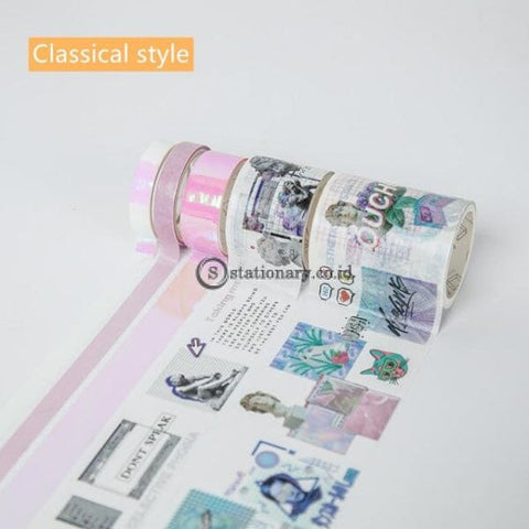 (Preorder) 5Pcs Ins Design Paper Washi Tape Set Luxury Gold Crane Vintage Garden Flower Adhesive