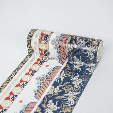 (Preorder) 5Pcs Ins Design Paper Washi Tape Set Luxury Gold Crane Vintage Garden Flower Adhesive