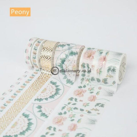 (Preorder) 5Pcs Ins Design Paper Washi Tape Set Luxury Gold Crane Vintage Garden Flower Adhesive