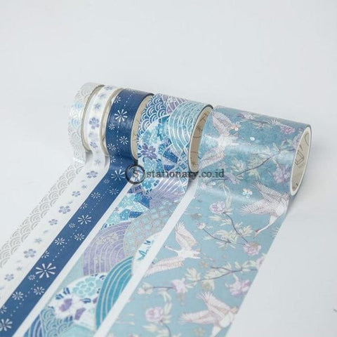 (Preorder) 5Pcs Ins Design Paper Washi Tape Set Luxury Gold Crane Vintage Garden Flower Adhesive
