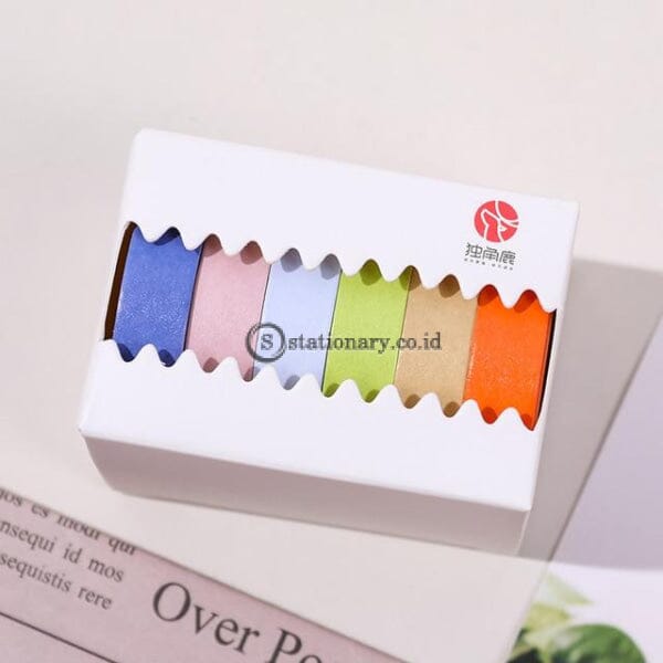 (Preorder) 6Pcs/set Pure Color Washi Paper Masking Tape Set Cute Makaron Adhesive Label Sticker For